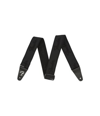 Fender Fender 2-Inch WeighLess Running Logo Guitar Strap - Black/Black