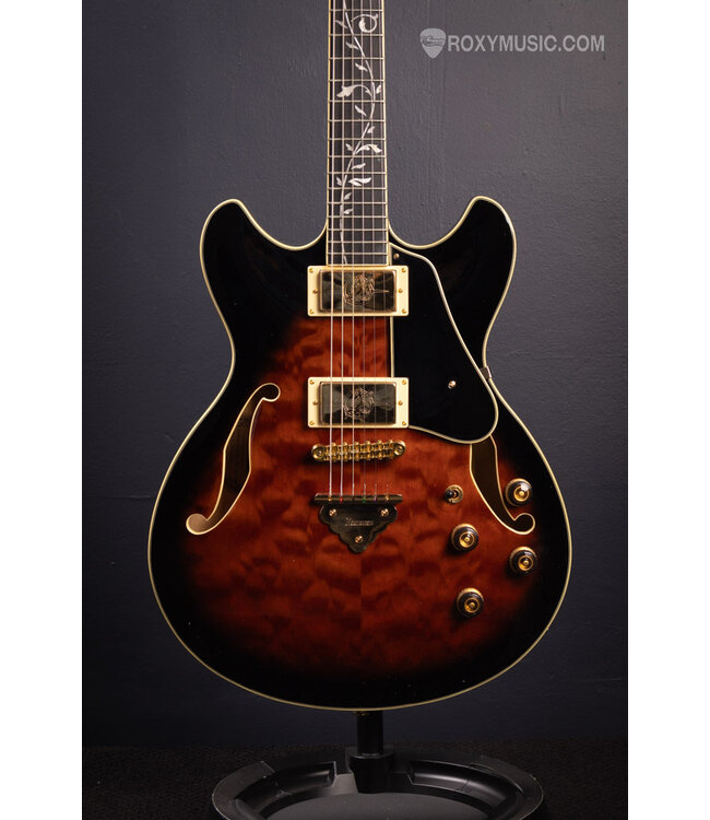 Artcore Expressionist AS93QMSP Semi-Hollowbody Electric Guitar - Dark Brown Sunburst