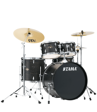 Tama Imperialstar IE52C 5-piece Complete Drum Set with Snare Drum and Meinl Cymbals - Black Oak Wrap