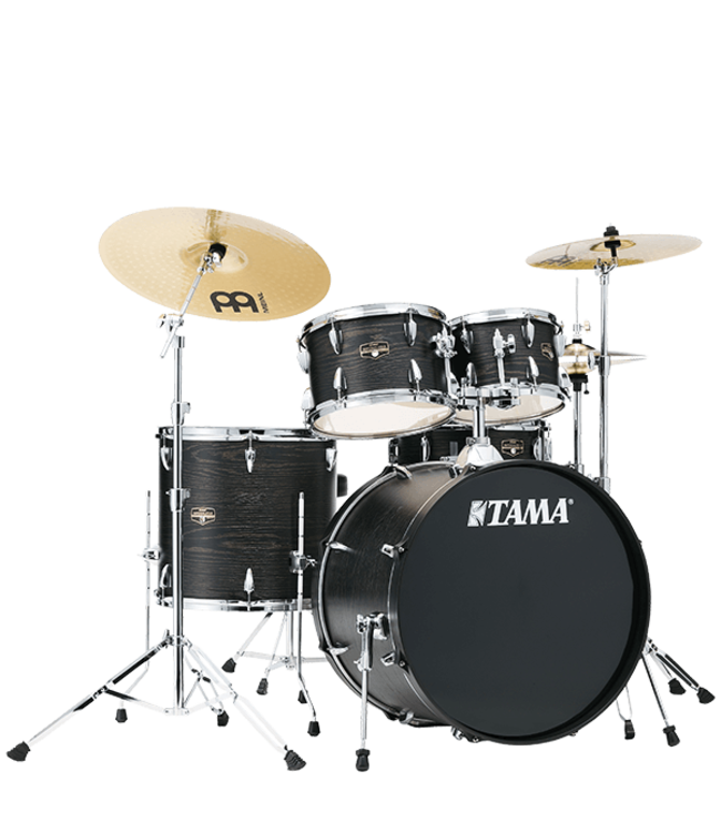Imperialstar IE52C 5-piece Complete Drum Set with Snare Drum and Meinl Cymbals - Black Oak Wrap