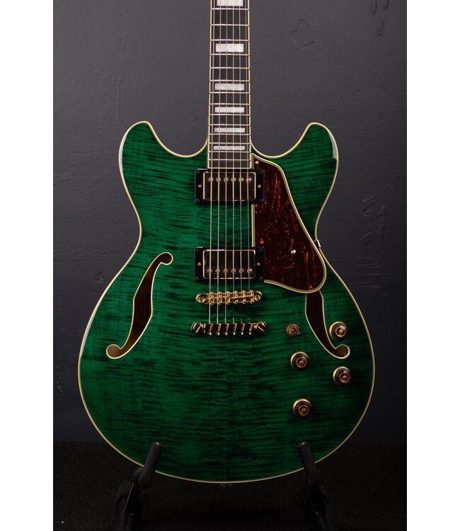 Artcore Expressionist AS93FM Semi-hollow Electric Guitar - Transparent Moss Green