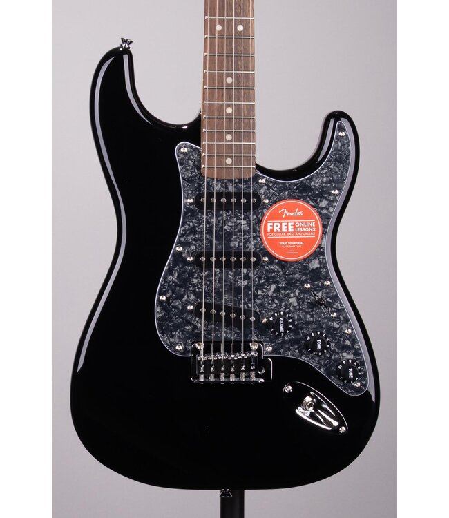 Squier Affinity Series Stratocaster - Black with Black Pearloid Pickguard, Laurel Fingerboard