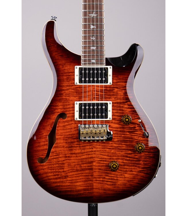 Used PRS SE Custom 24 Semi-Hollowbody Piezo Electric Guitar - With Gig Bag - Orange Tiger Smokeburst