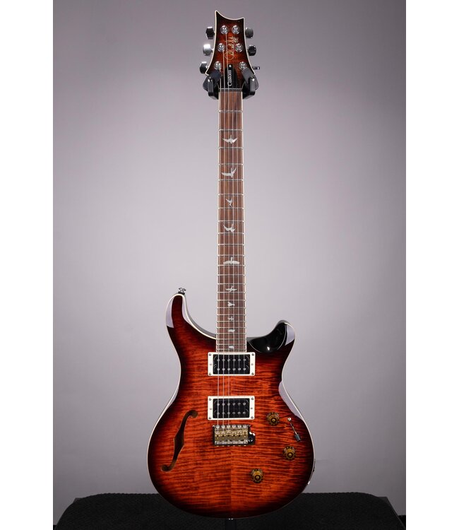 Used PRS SE Custom 24 Semi-Hollowbody Piezo Electric Guitar - With Gig Bag - Orange Tiger Smokeburst