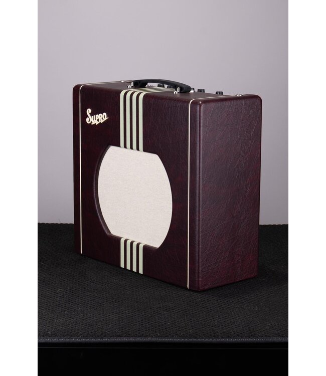 Supro Delta King 12 1x12-inch 15-watt Tube Combo Amp - Burgundy and Cream