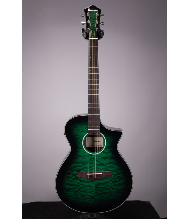 Ibanez AEWC16QA Acoustic-Electric Guitar - Transparent Emerald Burst