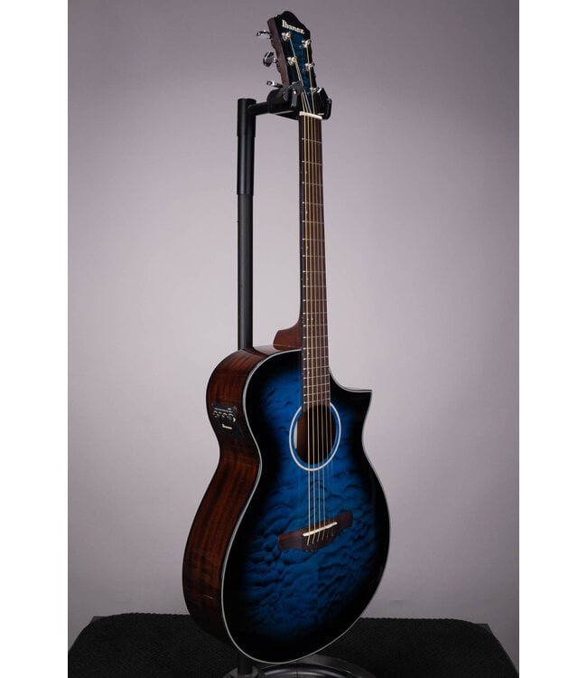 Ibanez AEWC16QA-TLH Acoustic-Electric Guitar – Transparent Blue Sunburst