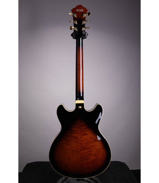 Artcore Expressionist AS93QMSP Semi-Hollowbody Electric Guitar - Dark Brown Sunburst