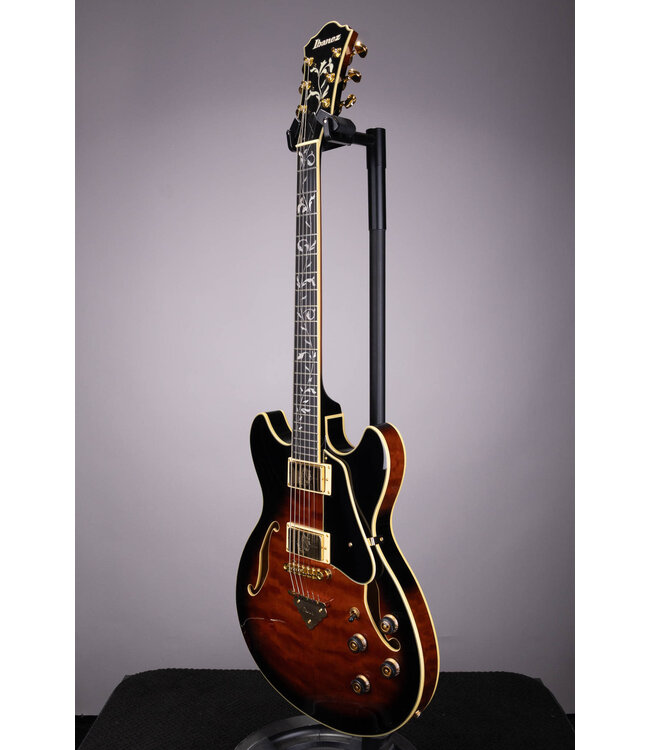 Artcore Expressionist AS93QMSP Semi-Hollowbody Electric Guitar - Dark Brown Sunburst
