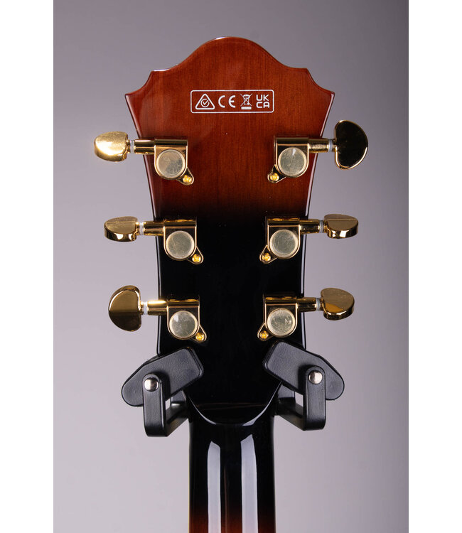 Artcore Expressionist AS93QMSP Semi-Hollowbody Electric Guitar - Dark Brown Sunburst