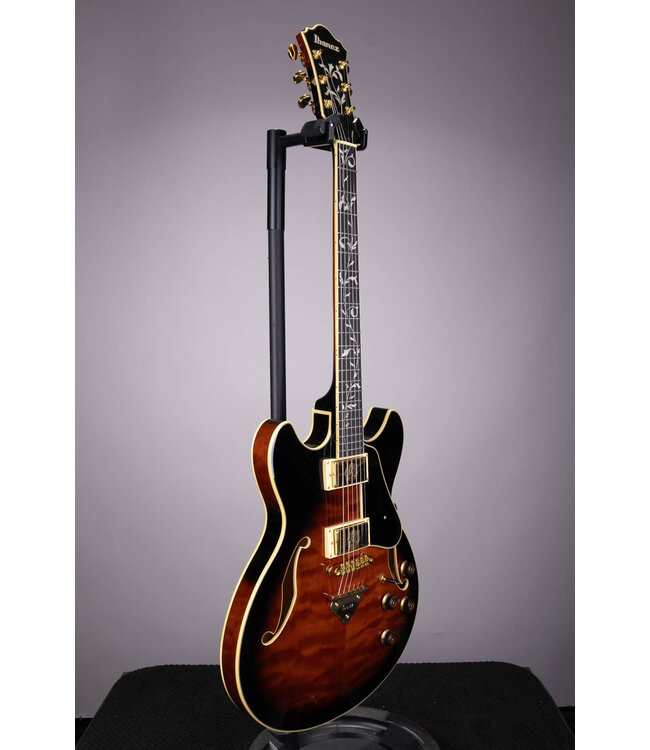 Artcore Expressionist AS93QMSP Semi-Hollowbody Electric Guitar - Dark Brown Sunburst
