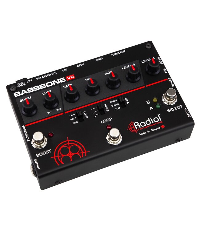 Radial Bassbone V2 Bass Preamp & DI Pedal with Boost and Effects Loop