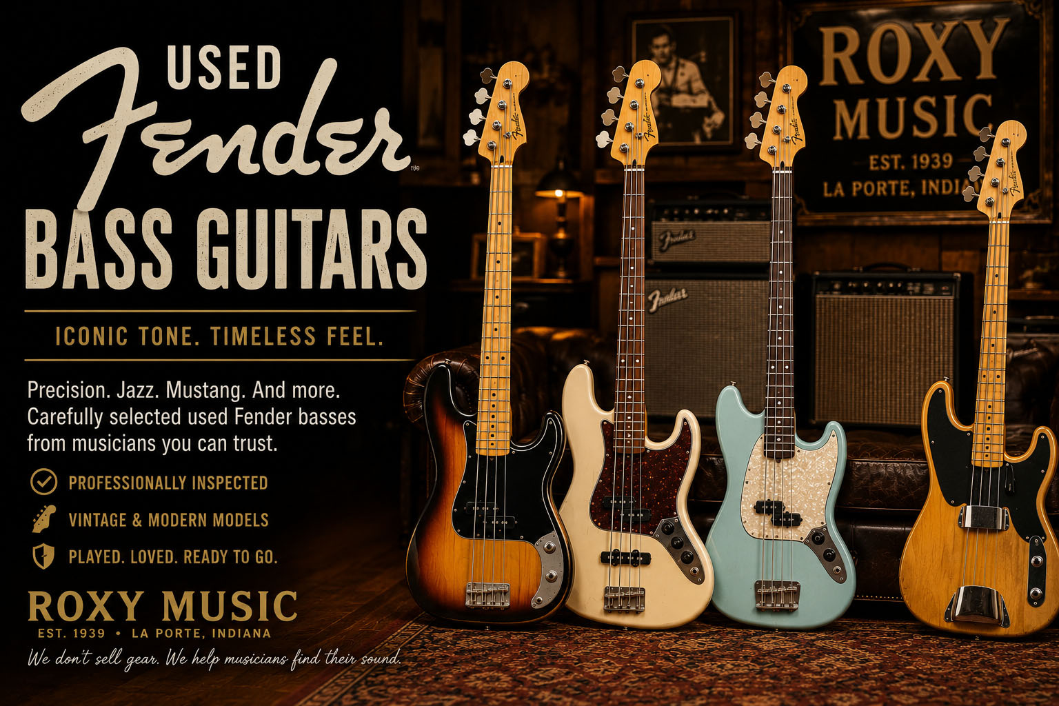 Used Fender Bass Guitars | Roxy Music La Porte