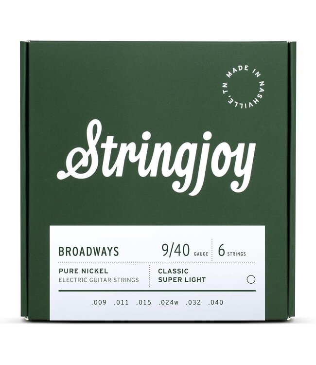 Stringjoy Broadways Classic Pure Nickel Electric Guitar Strings
