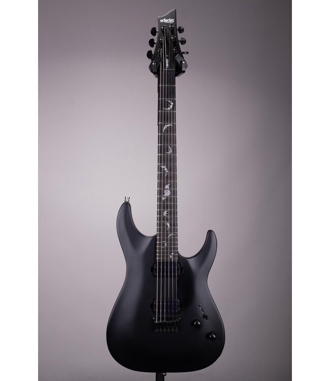 Used Schecter Damien Electric Guitar - Flat Satin Black - With Soft Shell Case