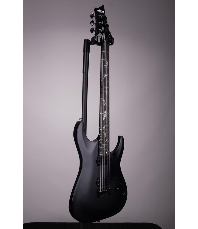 Used Schecter Damien Electric Guitar - Flat Satin Black - With Soft Shell Case