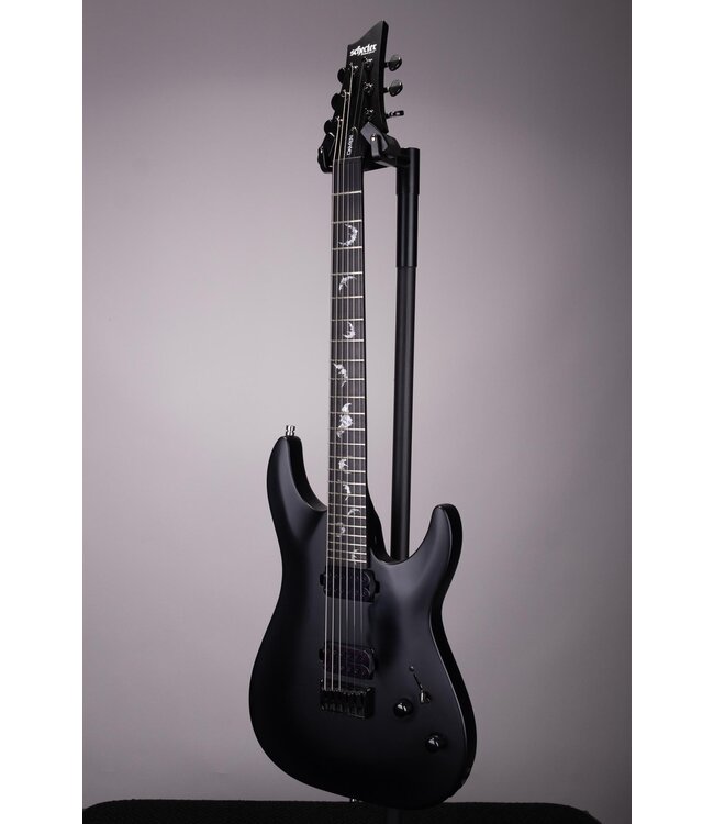Used Schecter Damien Electric Guitar - Flat Satin Black - With Soft Shell Case