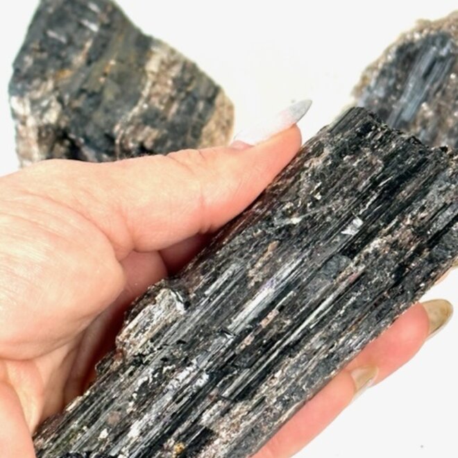 Medium Black Tourmaline w/Mica - Raw