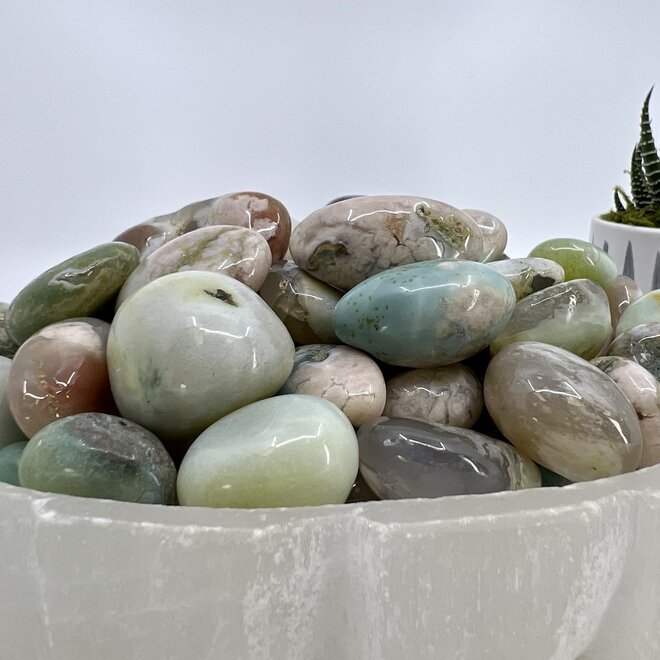 Green Flower Agate Tumble