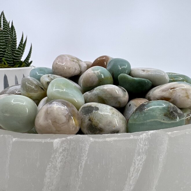 Green Flower Agate Tumble