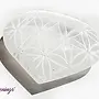 Selenite/Satin Spar Flower of Life Engraved Heart 3"