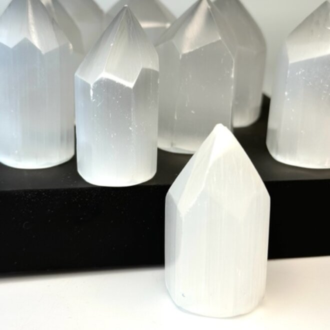 Selenite/Satin Spar Hexagon Tower 2.5"