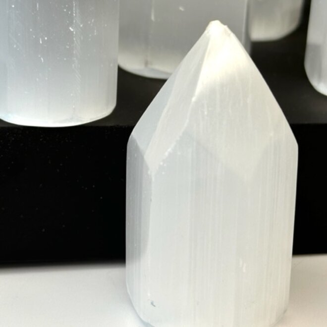 Selenite/Satin Spar Hexagon Tower 2.5"