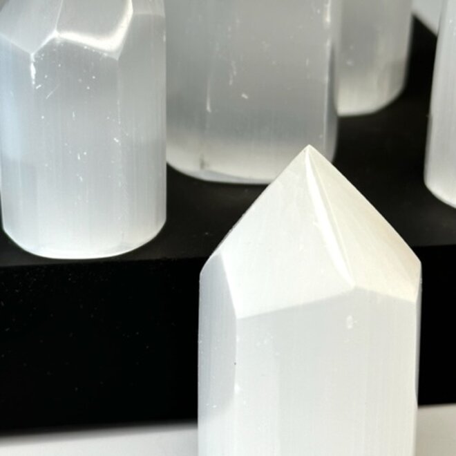 Selenite/Satin Spar Hexagon Tower 2.5"