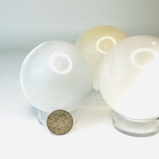 Selenite Satin Spar Spere Orb 75MM