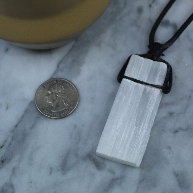 Selenite Pendant on Cord