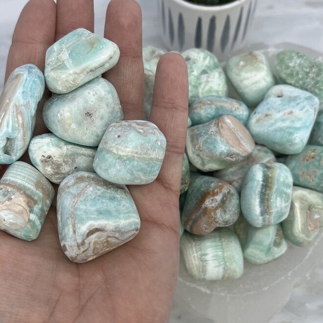 Blue Aragonite/Caribbean Calcite Tumble Large