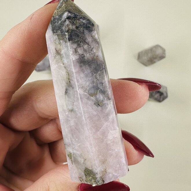 Kunzite w/ Pyrite Tower 2-3"