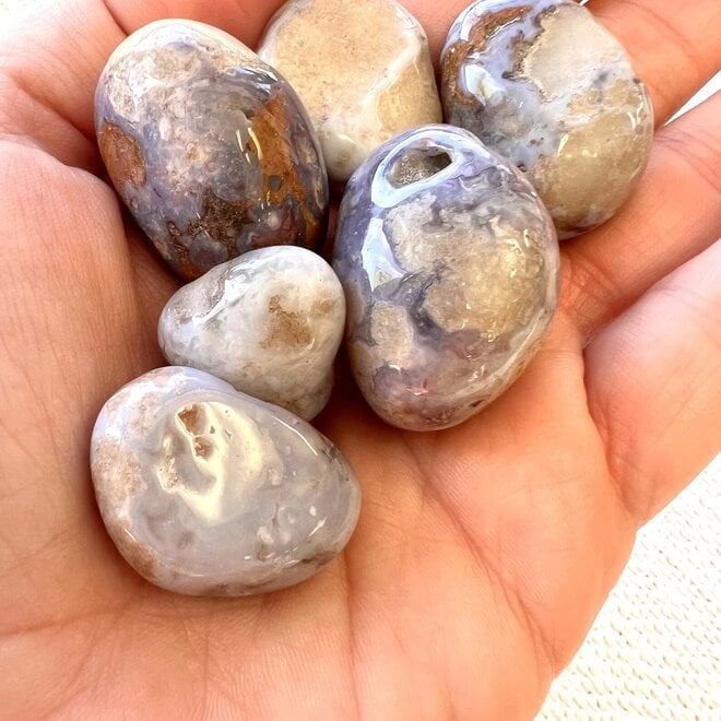 Blue Flower Agate (Cherry Blossom) Medium Tumble