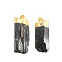 Black Tourmaline Pendant - Rough Gold Plated