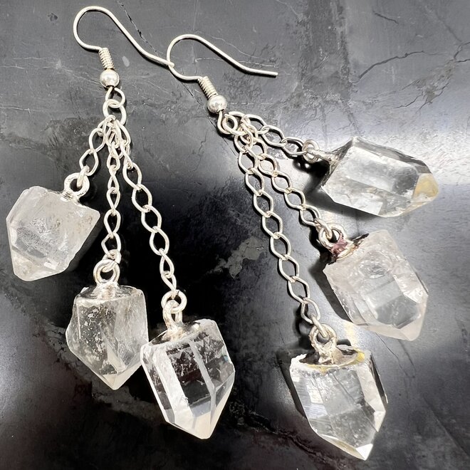 Clear Quartz 3pc Dangle Earring