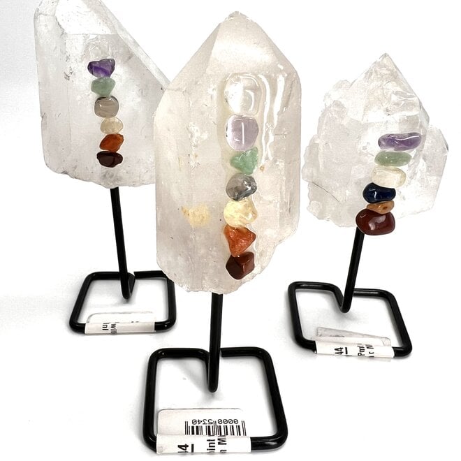 Quartz Point with Chakra on Mini Pin