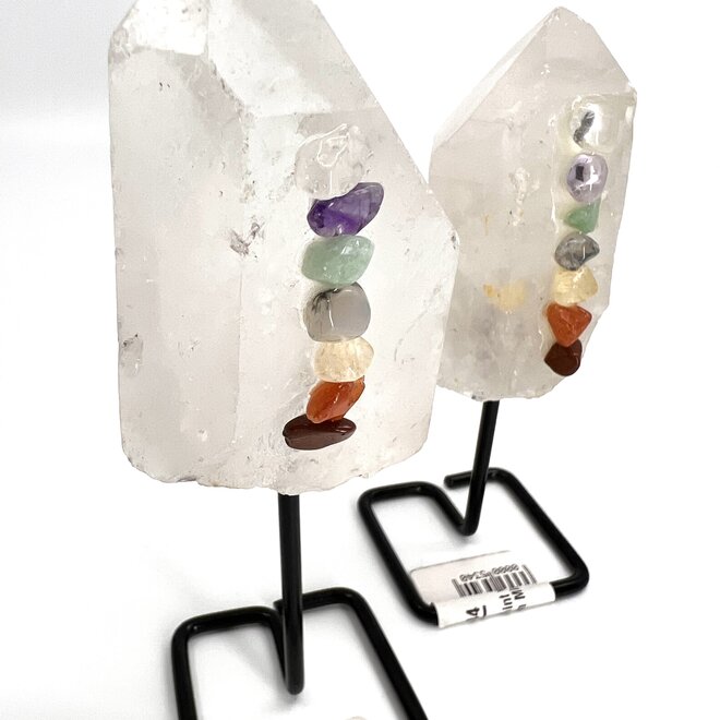 Quartz Point with Chakra on Mini Pin