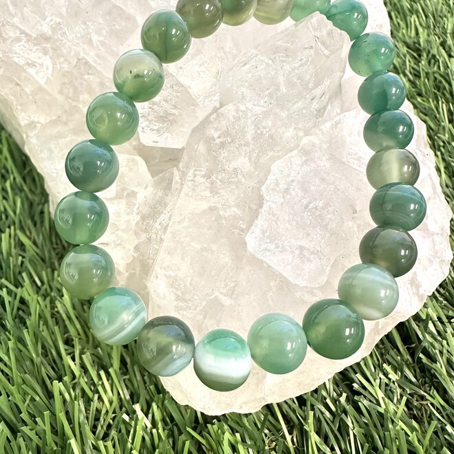 Green Banded Agate Bracelet 8MM