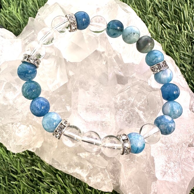 Hemimorphite& Crystal Yoga Bracelet 8MM