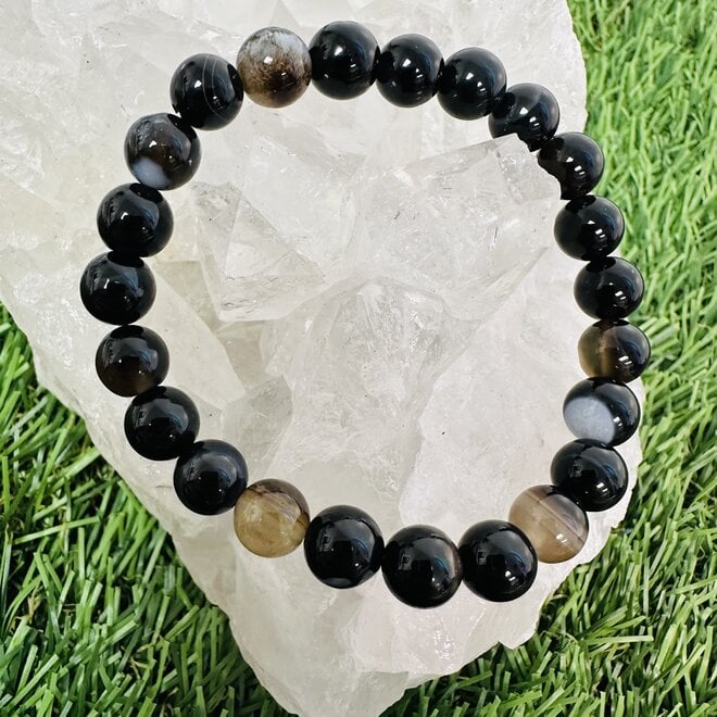 Black Banded Agate  Bracelet 8MM