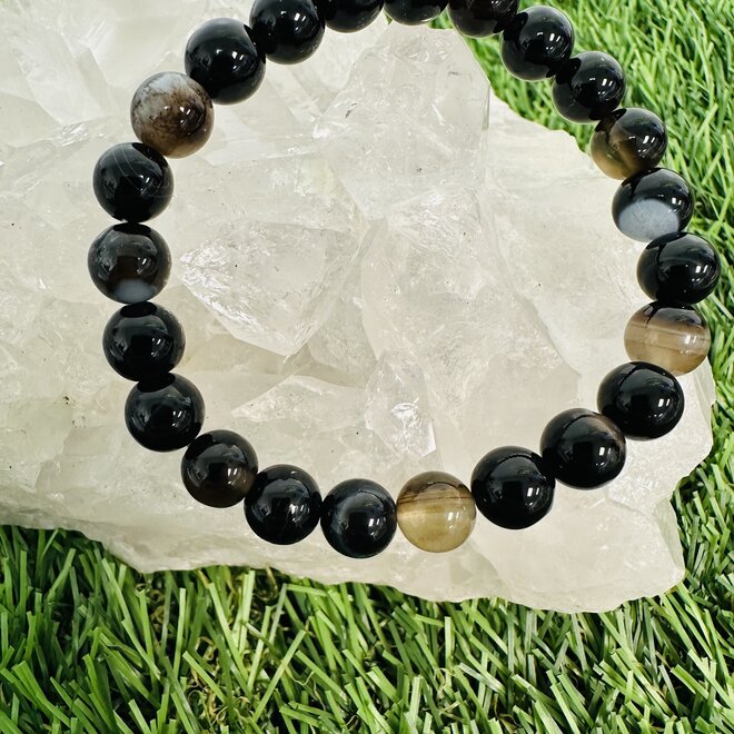 Black Banded Agate  Bracelet 8MM