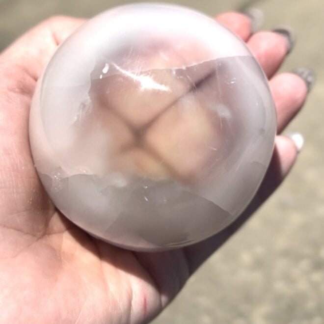 Selenite Satin Spar Sphere Orb 75MM