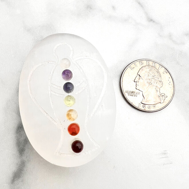 Selenite Oval Chakra Angel