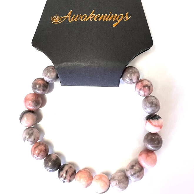 Pink Zebra Agate Bracelet 6 - 7mm