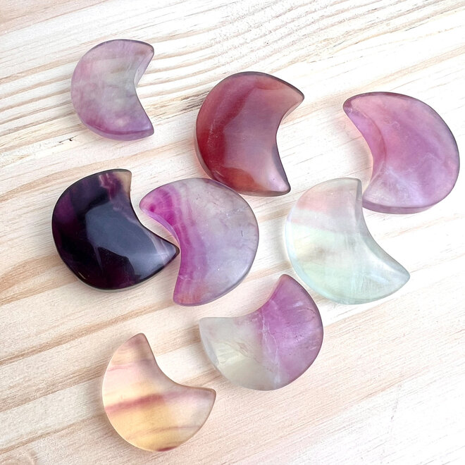 Rainbow Fluorite Crescent Moon