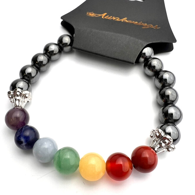 Chakra Hematite Bracelet 8mm