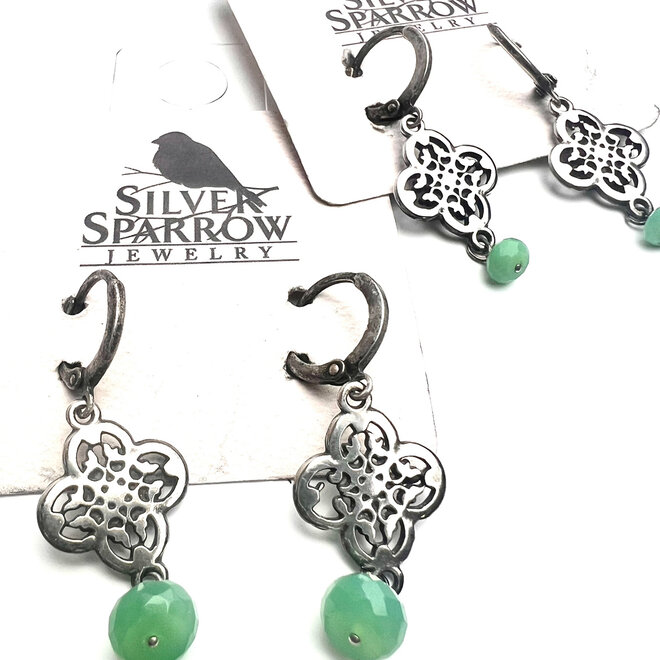 Silver Filigree w/ Chrysophrase Earrings