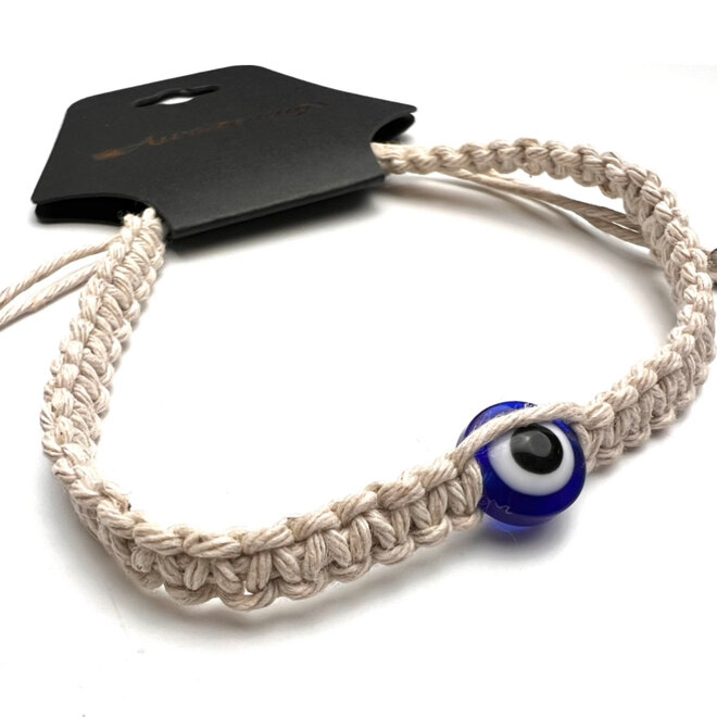 Hemp Evil Eye Pull Tie Bracelet