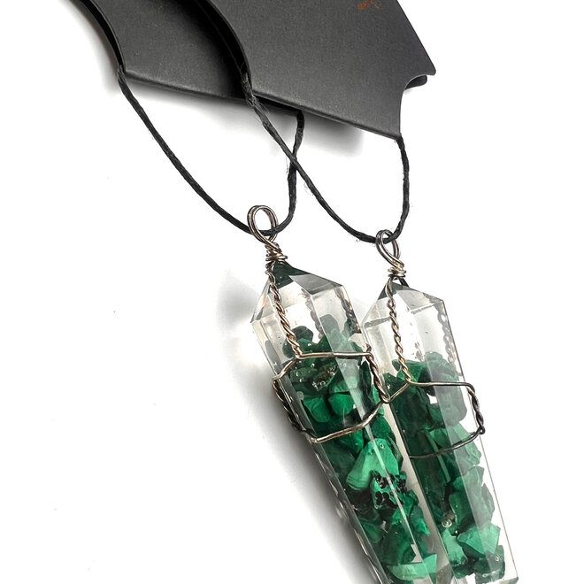 Malachite Orgonite Wire Wrapped Pendant
