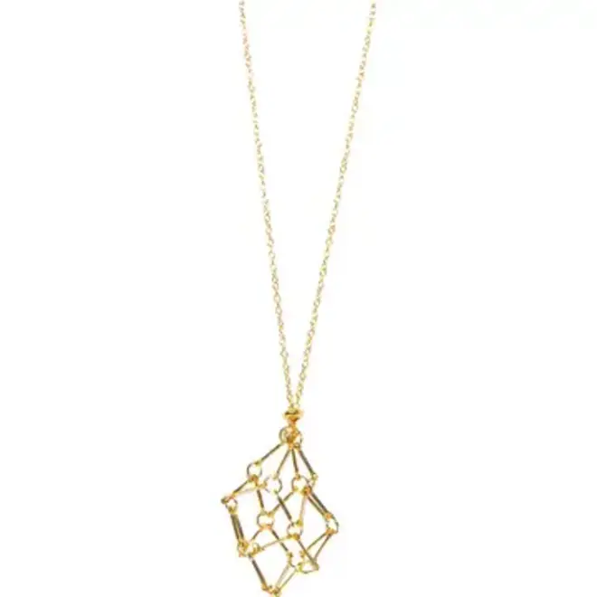 Metal Adjustable Crystal Cage Necklace Gold - Pre-Order